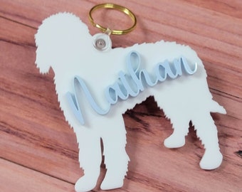 Aangepaste hond silhouet acryl sleutelhanger - gepersonaliseerde Pet naam geschenk