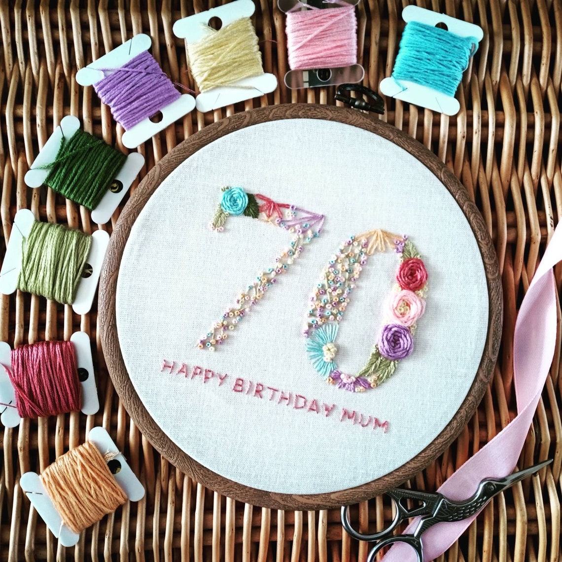 Custom Birthday Embroidery Hoop 21 30 40 50 60 70 80 Birthday Etsy UK
