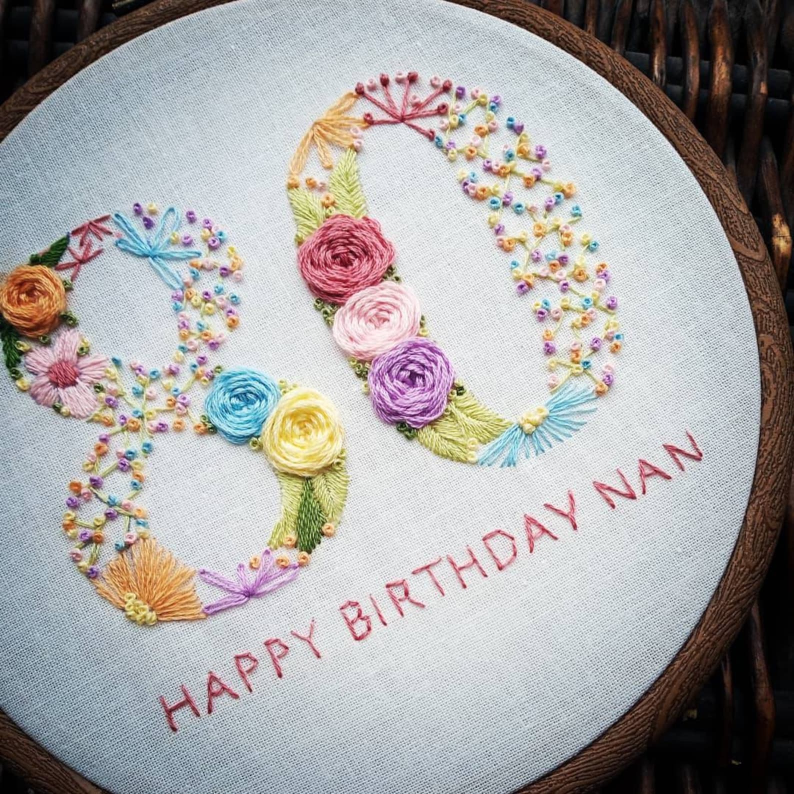Custom Birthday Embroidery Hoop 21 30 40 50 60 70 80 Birthday Etsy UK
