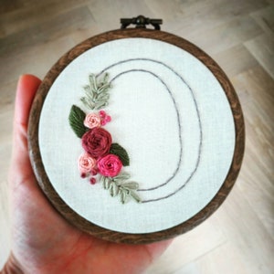 Custom Name Floral Embroidery Hoop Modern Embroidery Hoop 