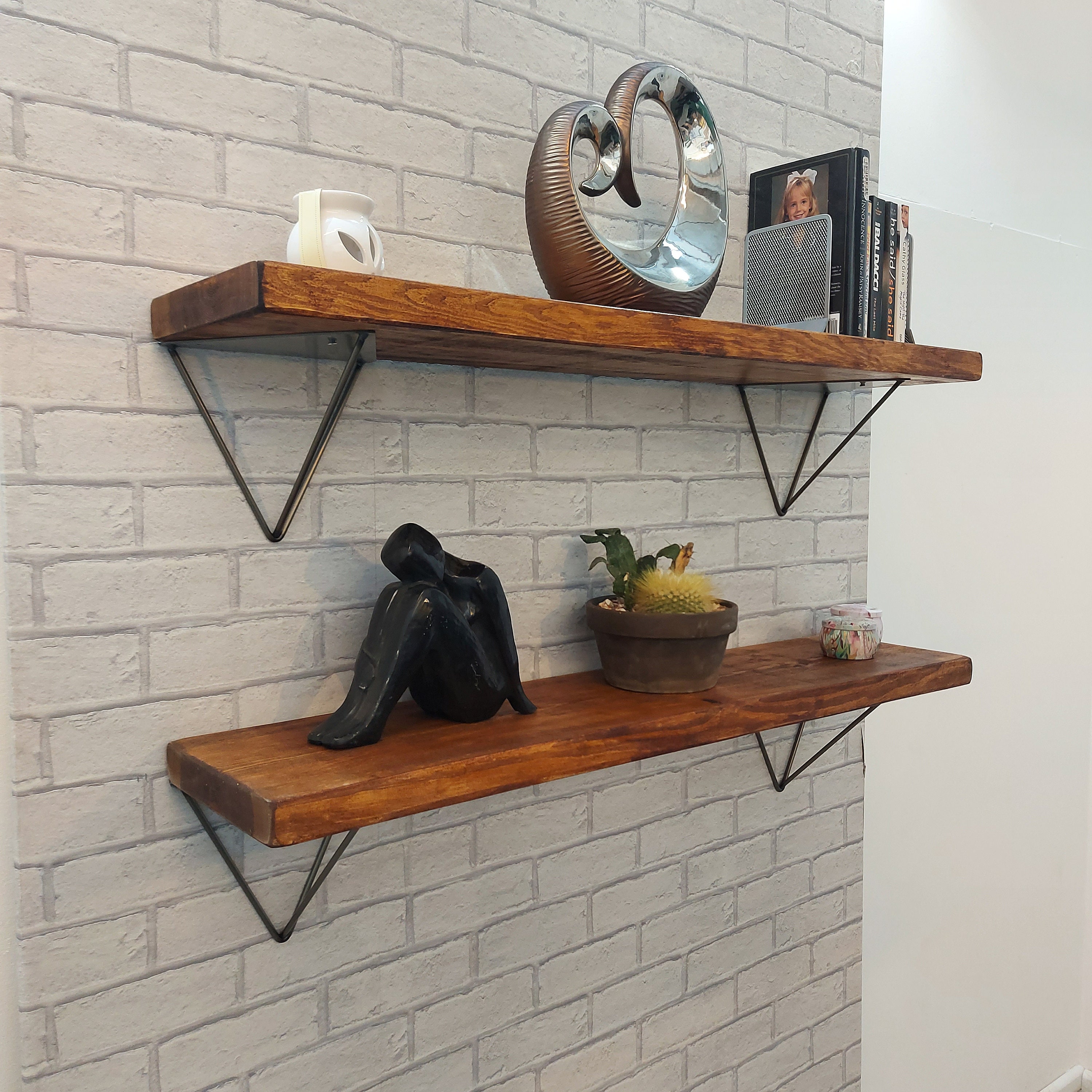 Hair pin leg shelf Rustic handmade rustic solid wood shelves Etsy