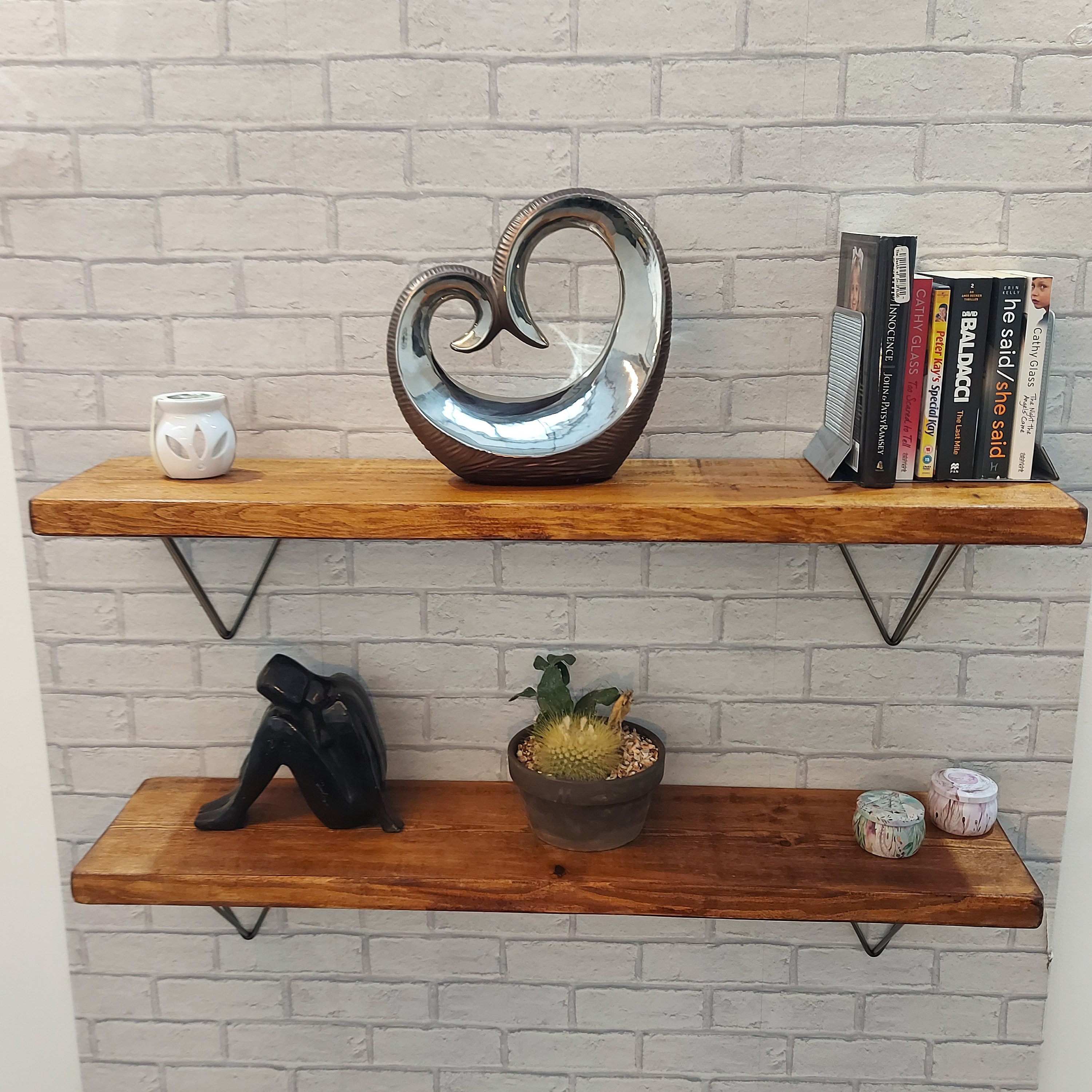 Hair pin leg shelf Rustic handmade rustic solid wood shelves Etsy