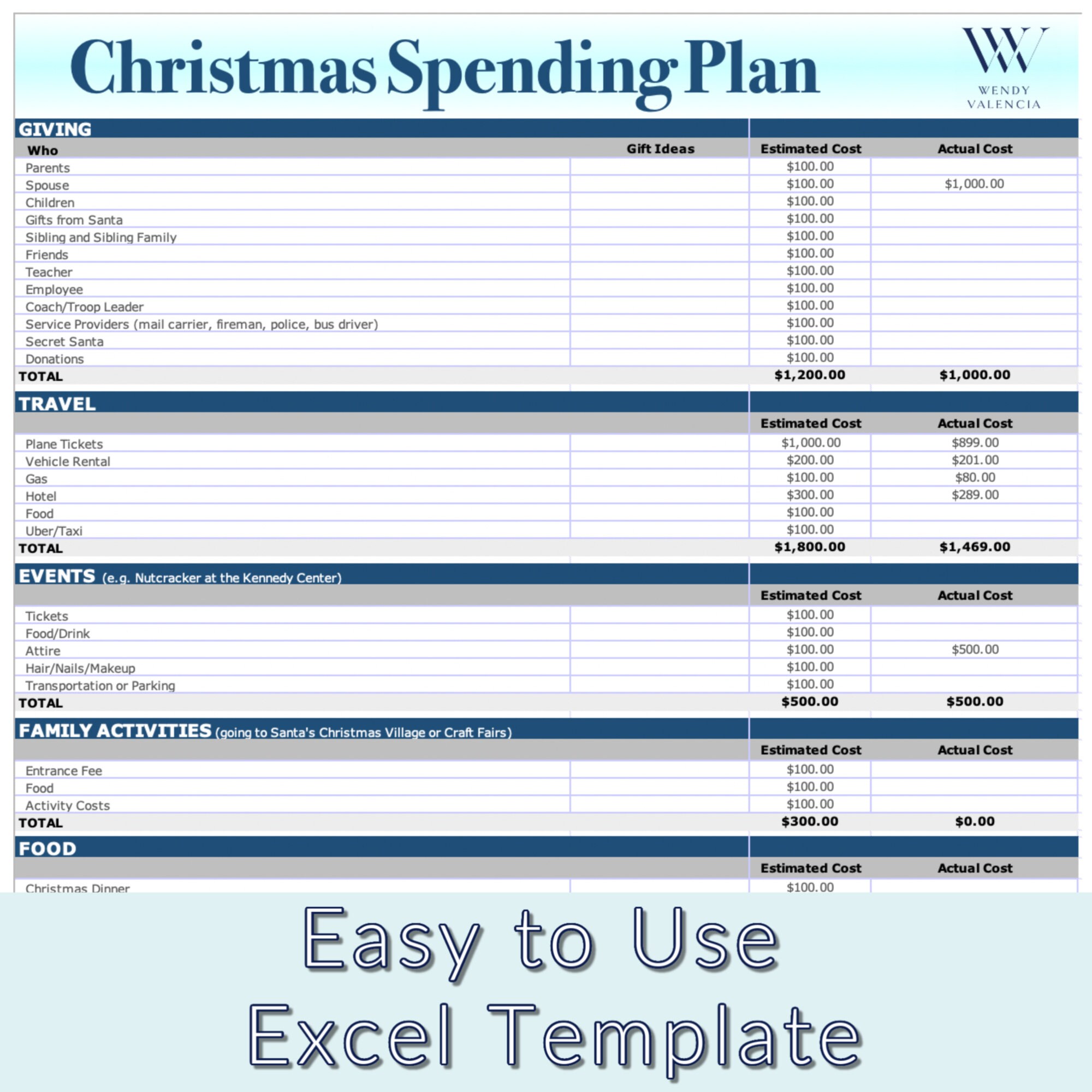 Customizable Christmas Budget Template in Excel Christmas Etsy UK