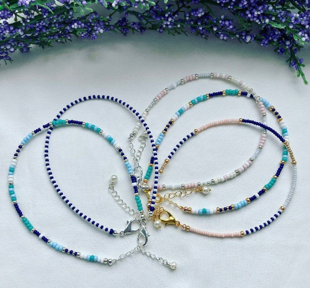 Beaded Anklets, Colourful Beaded Anklets, Summer Jewellery, Beaded