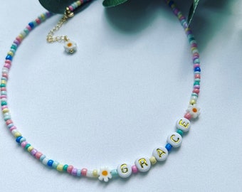 Beaded name necklace, children’s necklace, kids necklace, kids jewellery, children’s gift, child’s name necklace, personalised necklace