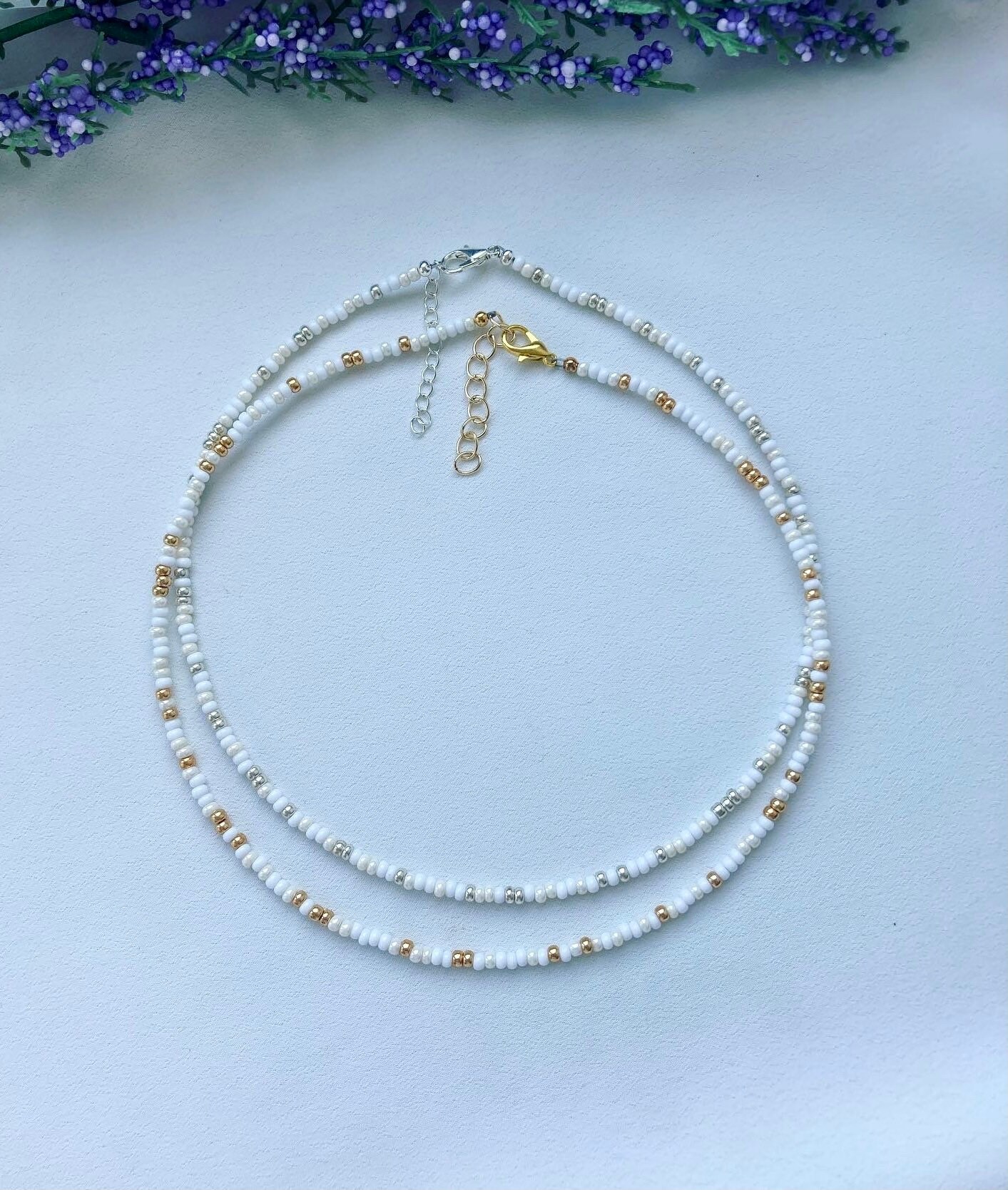 Metallic Golden Seed Beads Necklace