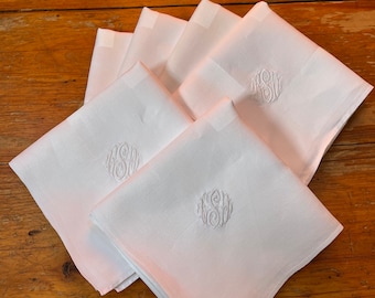 Finest Large Irish Linen Napkins Elegant Monogram ENS ESN 6