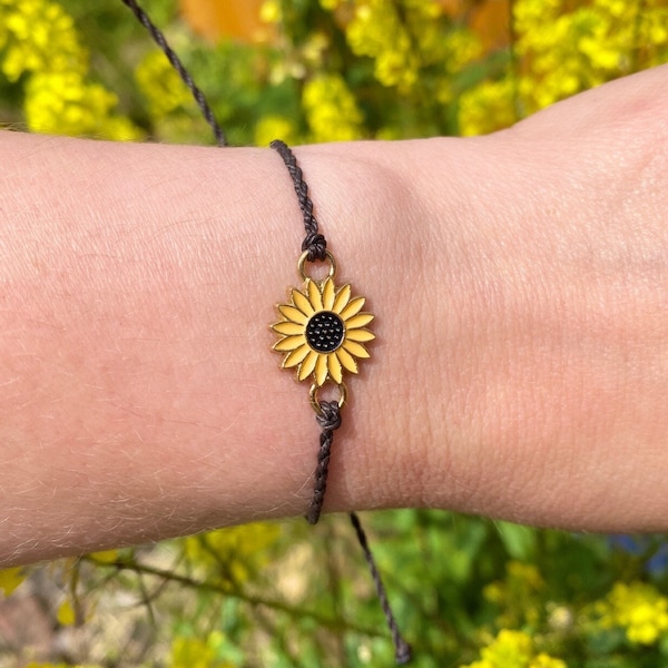 Bracelets Tournesol | Bracelets faits main | Bracelets en macramé | Bracelet de l'amitié | Offrez-lui | Cadeau