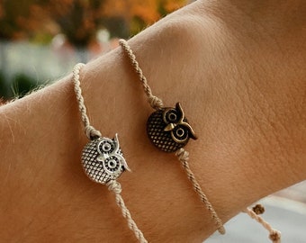 Owl Bracelet | Hand Made Bracelet | Macrame | Waxed Cord | Gift Her | Gift Him | Gift