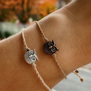 Owl Bracelet | Hand Made Bracelet | Macrame | Waxed Cord | Gift Her | Gift Him | Gift