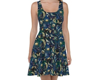 Abito da strega per donne, Abito da pattinatore stregato, Abito estivo Goth, Abbigliamento Goth nero, Abito pagano Plus Size, Abito da strega per adulti