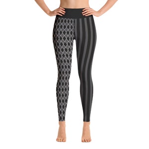 Harlequin Yoga Pants, Black Jester Medieval Costume Pants