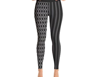 Harlequin Yoga Pants, Black Jester Medieval Costume Pants
