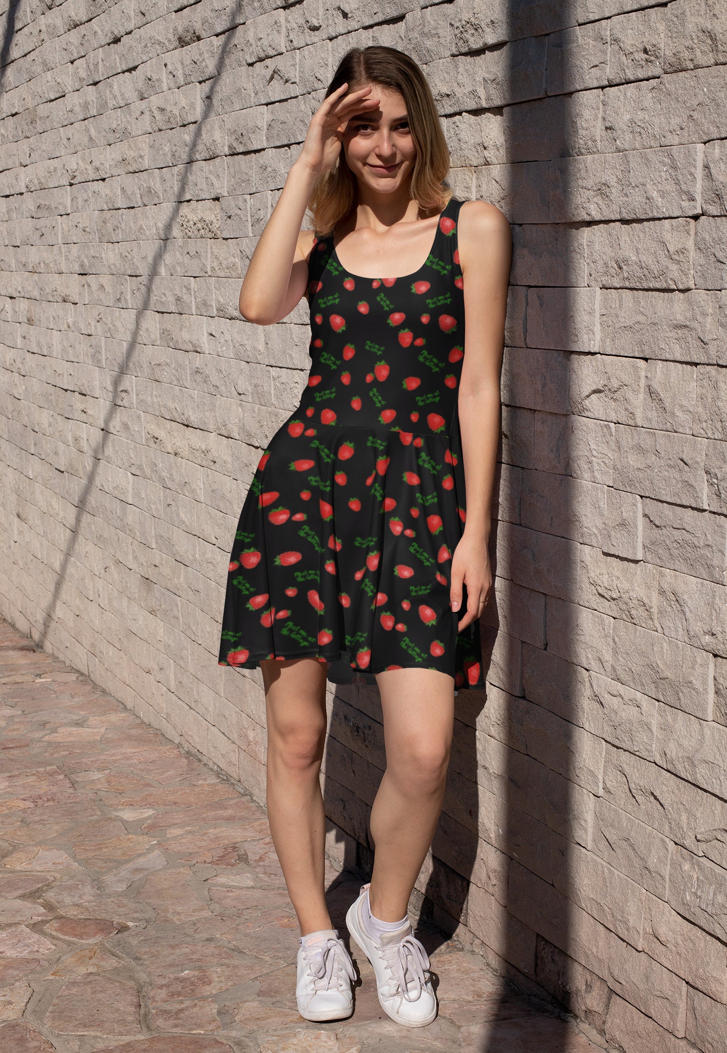Cottagecore Strawberry Dress Black for Women Plus Size, Cottage Core  Clothing, Romantic Skater Dress, Milkmaid Midi Summer Dress - Etsy