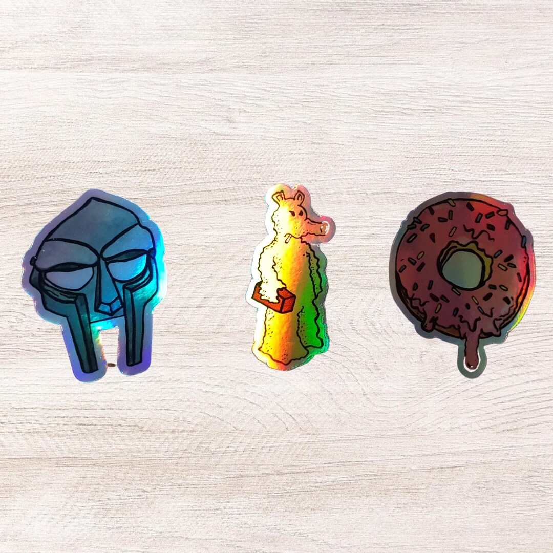 Holographic MF DOOM J Dilla Madlib Lord Quasimoto Diecut Stickers Set