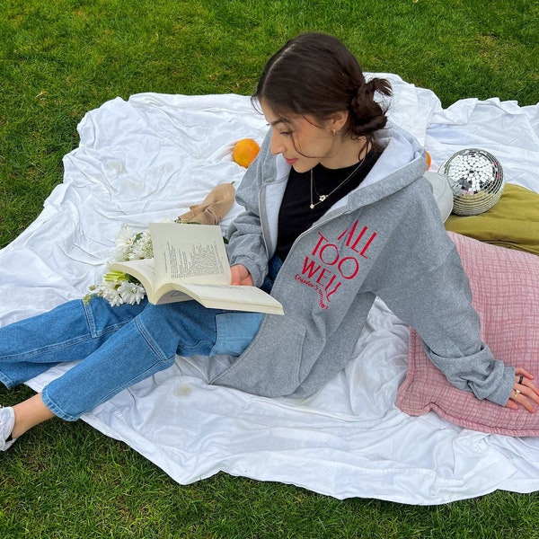The ATW Zip: Gray Unisex Zip-Up with Red Ink