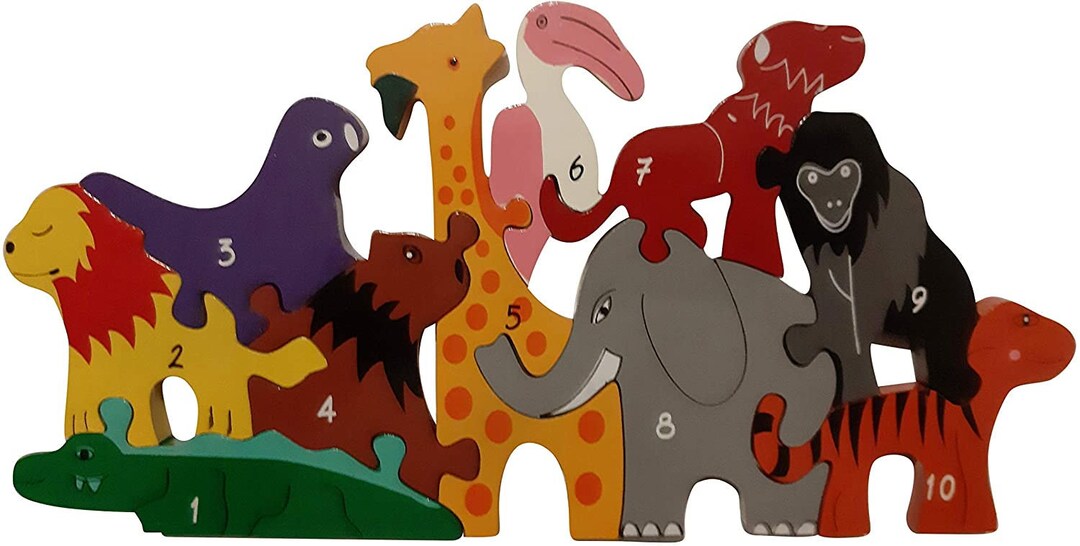 Wooden Number Jigsaw Puzzle for Children 110 Zoe Animal Number Puzzle