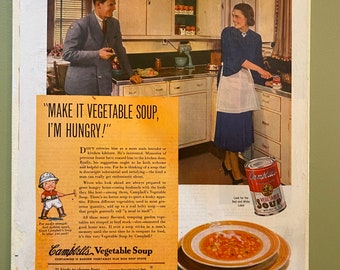 Campbells soup 1940 and 50s Advertisements  ADVERTISEMENT on CANVASBOARD