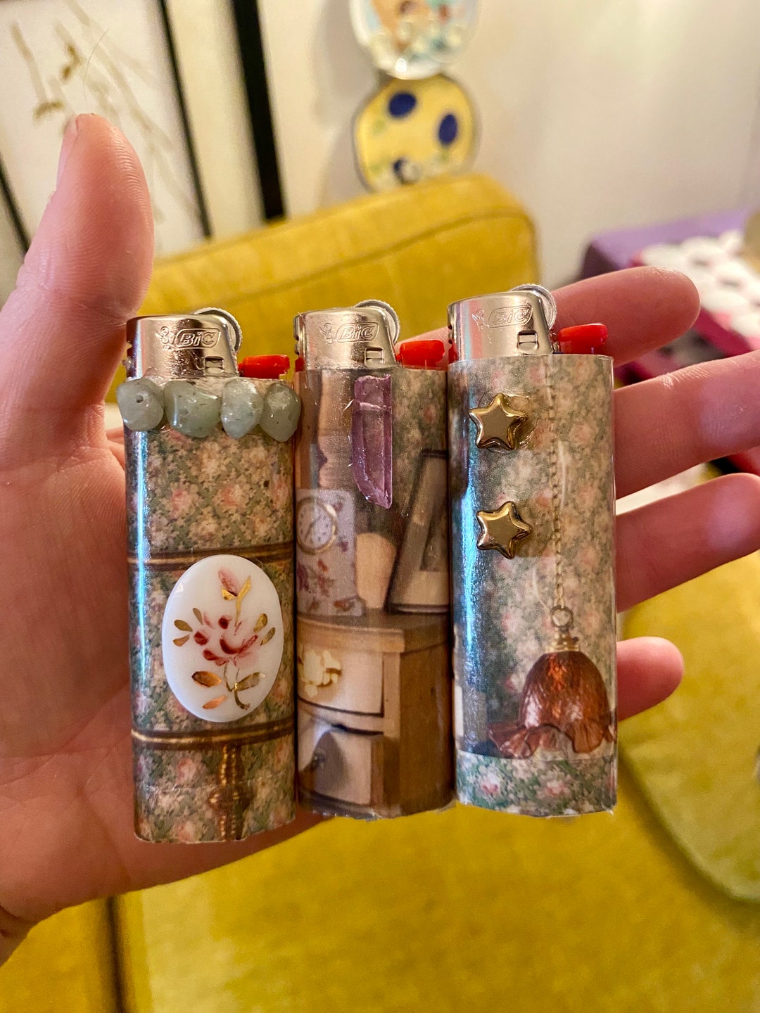 Cute BIC Lighters/ Pack of Three Vintage Decor Themed Lighters Lighters