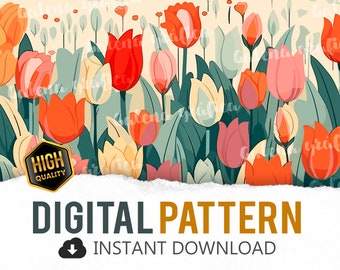 Tulips Digital Pattern File Papers Sublimation / Sublimation File Cake Topper Tumbler Wrap Design Digital Printable Paper