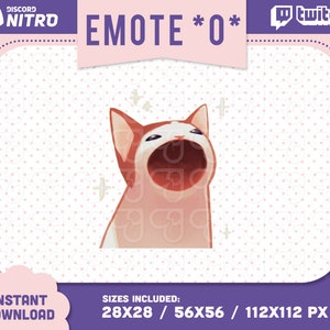 Twitch emote pop cat / Emotes for streamer / cat with open mouth / cute emotes / pop cat emote