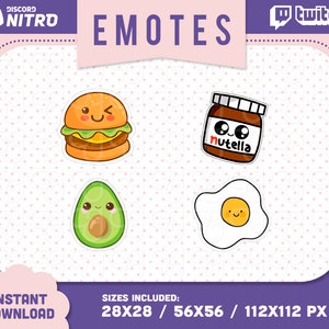 Twitch emote pack Kawaii / Emoji for streamer / Emoji Kawaii for Discord Nitro / Chibi emotes / Burger emote
