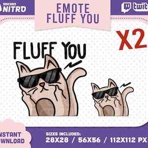 Fluff you cat-emote / Emote för Twitch / Ärmlös katt-emote / Katt-emote för Discord / Knulla katt / Fluff you-emote