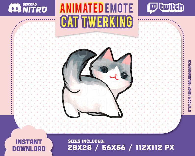 Animated Emote cat twerking / Emoji for streamer / Emote cat for Discord / cat animated emote / cat twerk image 1
