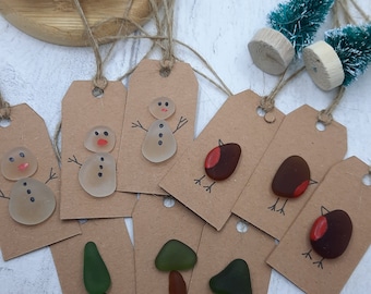 Sea Glass Christmas Tag, Christmas Gift Tags, Devon Sea Glass, Handmade Christmas from Devon