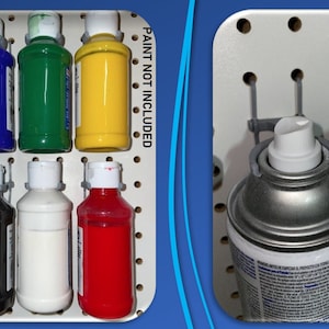 Spray Can & Paint Bottle Rack for Pegboard Storage with Peg Locks