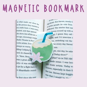 Coconut Drink Magnetic Bookmark | Reading Bookmarks  | Page Marker | Reading Accessories | Planner Bookmark | Book Markers | Book Club Gift