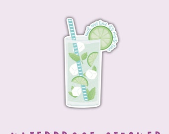 Mint & Lime Mojito Sticker: Waterproof Vinyl Decal