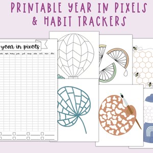 Printable Mood & Habit Tracker Kit: Year in Pixels (PDF)