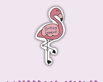 Pink Flamingo Water Bottle Sticker | Flocking Fabulous Pun Sticker | Summer Animal Sticker | Tropical Vibes | Flamingo Pun Sticker