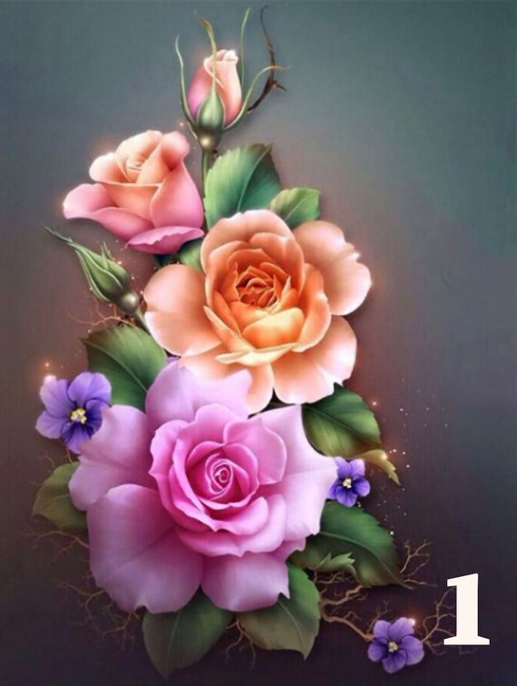 Beautiful Flowers, 5D Diamond Painting Kits