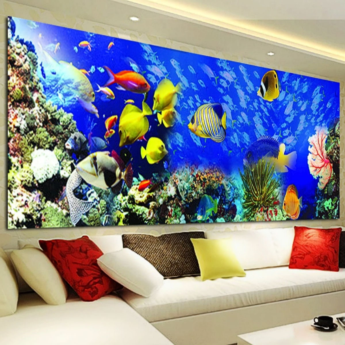 Large Horizonal Mural fish Tank DIY 5D Diamond - Etsy