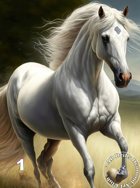 5D DIY Diamond Painting Kits Full Square Drill white horse Wall Picture