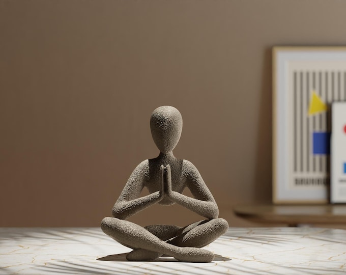 Yoga Meditation Figure – Minimalist Zen Statue | 3D Printed Home or Office Decor
