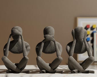 Minimalistisches ""Hear No Evil"" PLA Skulpturen-Set: Modernes Zen-Dekor."