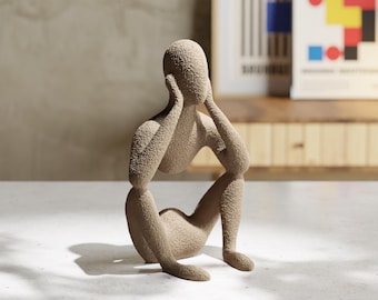 Modern Thinker Sculpture – Minimalist Abstract Home Decor