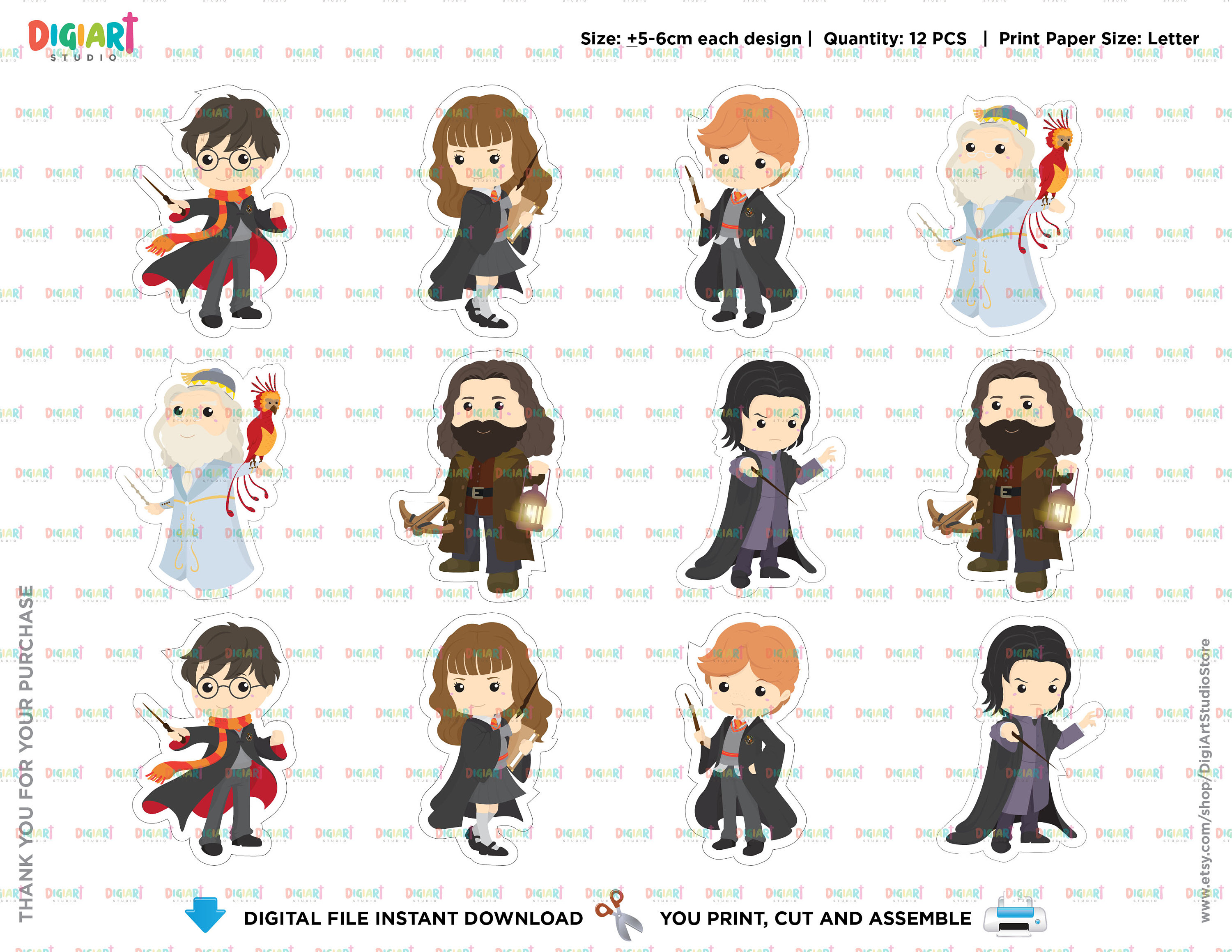 INSTANT DOWNLOAD Harry Potter Cupcake Topper DIY Etsy