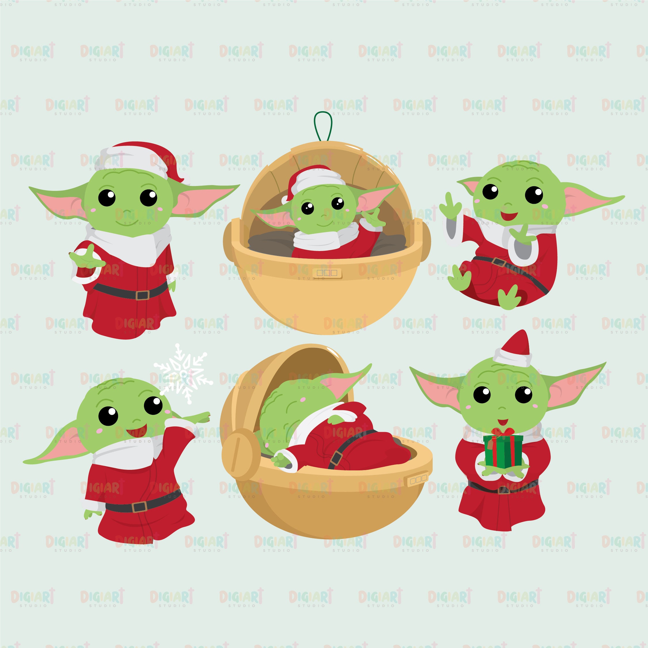 INSTANT DOWNLOAD Baby Yoda Clip Art Christmas Grogu Clipart | Etsy