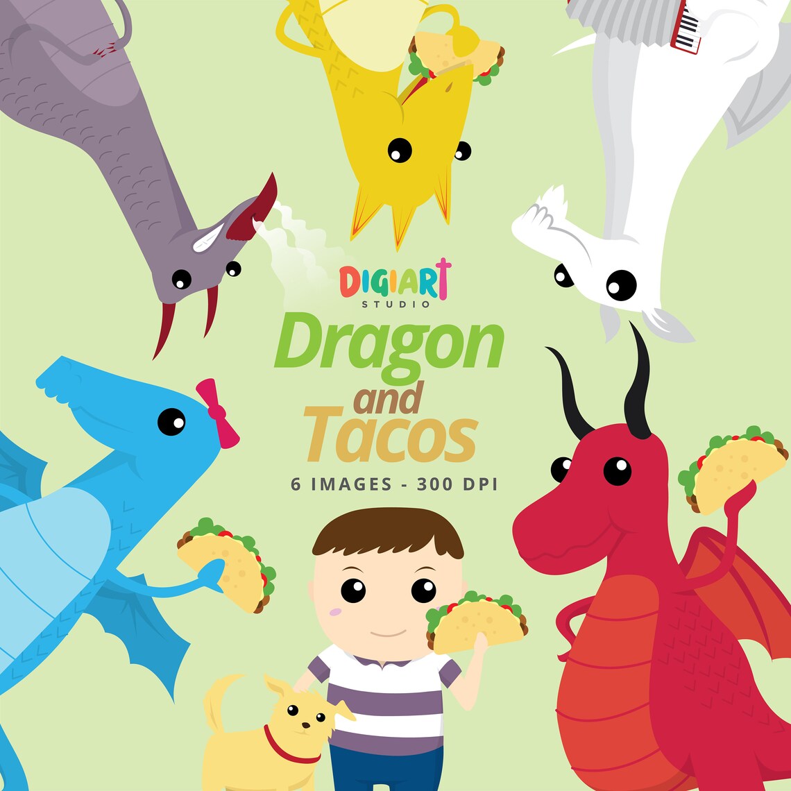 INSTANT DOWNLOAD Dragons Love Tacos Clipart Dragons Clipart  Etsy