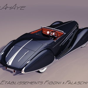Delahaye 165 Figoni et Falaschi, cztery cyfrowe wizualizacje, rozmiar: 8000 x 6000 pikseli