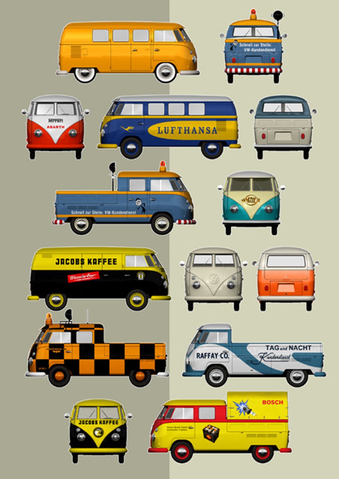 VW Transporter Type 2 Renderings: Classic Car Art (digital