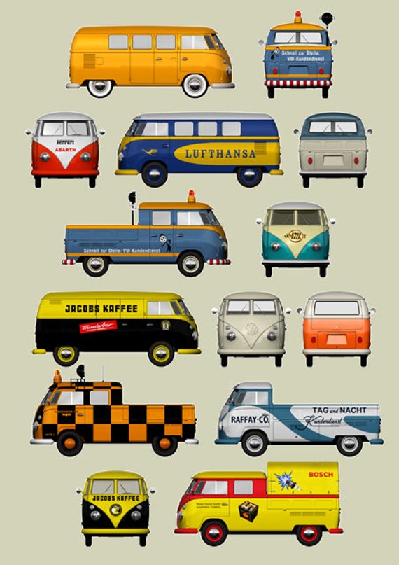 VW Transporter Type 2 Renderings: Classic Car Art (digital