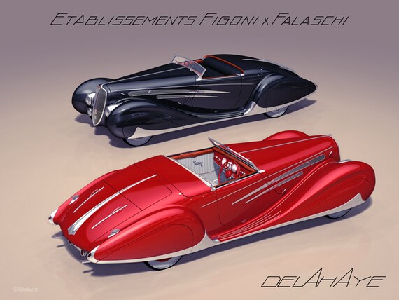 Delahaye 165 Figoni Et Falaschi, Four Digital Renderings, Size