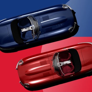 Jaguar E-Type, Five Digital Renderings, Size: 8000 x 6000 pixels (68 x 51 cm, 27 x 20 inches, A3, A2)