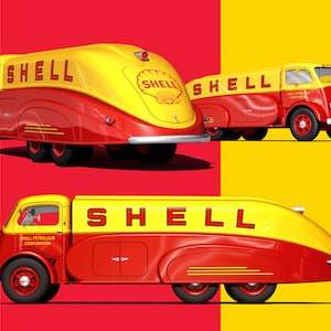 Alexis de Sakhnoffsky, COE Fuel Tank Truck, 1937, Renderizado digital, Tamaño: 8000 x 6000 Pixeles (68 x 51 cm, 27 x 20 pulgadas, A3, A2)