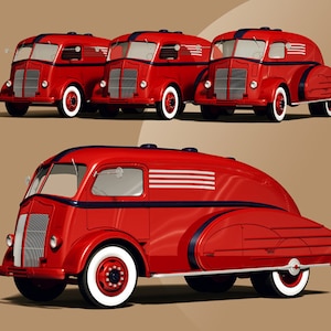 Alexis de Sakhnoffsky, COE Fuel Tank Truck, 1937, Renderizado digital, Tamaño: 8000 x 6000 Pixeles (68 x 51 cm, 27 x 20 pulgadas, A3, A2)